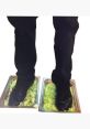 Chills stands on trays filled with lettuce, showcasing a humorous stunt with his signature style.
