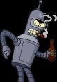 Bender from Futurama holds a beer and cigar, showcasing his iconic mischievous personality and love for fun.