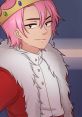 Technoblade-inspired character with pink hair wearing a crown and royal attire, exuding confidence and charm.