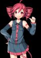 Kasane Teto poses cheerfully, showcasing her distinctive pink hair and fashionable outfit inspired by anime style.