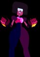 Powerful Garnet from Steven Universe, showcasing her iconic hairstyle and gauntlets, ready for action.