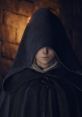 Mysterious character from Elden Ring, shrouded in a dark cloak, invoking intrigue and adventure in a fantasy setting.