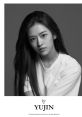 Yujin from IVE showcasing her beauty in a monochrome portrait, exuding elegance and charisma.