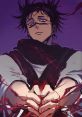 Choso from Jujutsu Kaisen, with an intense expression, surrounded by a dark atmosphere and splashes of red.