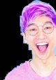 Justin from LankyBox smiling widely, showcasing his vibrant personality and signature purple hairstyle, wearing glasses.