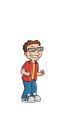 Steve Smith from American Dad, cheerful in a red shirt, showcases his fun, quirky cartoon character traits.
