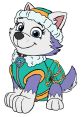 Cute Everest from PAW Patrol in her cozy winter gear, ready for snowy adventures and fun missions in Adventure Bay.