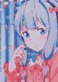 Cute Japanese female character with blue hair and ribbons, evoking a playful computer voice aesthetic.