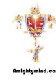 Angelic artwork featuring a shield with symbols, representing AmightyWind's spiritual ministry and beliefs.