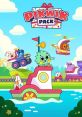 Axel and friends in PikWik Pack adventure, colorful characters on a boat surrounded by nature and cheerful gifts.