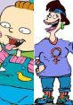 Betty DeVille from Rugrats shows her playful personality alongside a child, featuring vibrant colors and fun expressions.