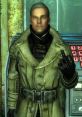 Colonel Autumn from Fallout 3, dressed in military-style coat, gestures with a raised middle finger, showcasing defiance.