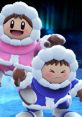 Ice Climbers duo in Super Smash Bros. Ultimate, featuring playful and determined expressions, set against a cosmic backdrop.
