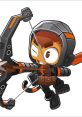 Cyber Quincy from Bloons Tower Defense aims with his bow, ready for action with sleek armor and a determined expression.