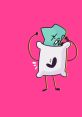 Foldy from BFB, featuring a cheerful character with a light blue top, against a vibrant pink background. Fun design!