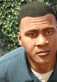 Close-up of Franklin Clinton with an intense expression, showcasing his aggressive demeanor in a vibrant setting.