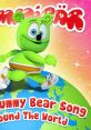 Gummibär, the green bear mascot, dances on a globe, promoting the catchy "Gummy Bear Song" worldwide.