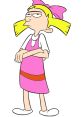 Helga G. Pataki from Hey Arnold! stands with arms crossed, showcasing her signature pink dress and oversized bow.