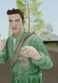 Leo Kasper from Manhunt 2 in a menacing pose, wearing a green jumpsuit, ready for action in a gritty environment.