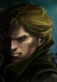 A close-up of Liquid Snake with an intense expression, showcasing his signature blonde hair and military attire.