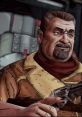 Marcus from Tales From The Borderlands with a sly expression, holding a gun, showcasing his cunning character.