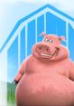 Cheerful pig from Barnyard, showcasing a big smile and playful personality against a bright barn backdrop.