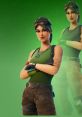 Ramirez from Fortnite in combat gear with a confident pose against a vibrant green background.