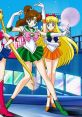 Sailor Moon y sus amigas en un colorido fondo, mostrando sus icónicos trajes de marinera. ¡Un clásico del anime!