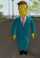 Seymour Skinner character in a blue suit, walking on a road in the Hit & Run game inspired by The Simpsons.