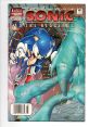 Sonic the Hedgehog comic cover from the 2000s, featuring Sonic in a dynamic pose amidst a colorful background.