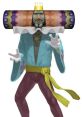 The King of All Cosmos strikes a playful pose, showcasing his signature colorful crown and vibrant katamari roller.