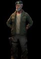 William "Bill" Overbeck in military attire, showcasing his rugged appearance and signature beret, ready for action.