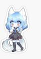 Cute anime character with blue hair and fox ears wearing a black dress, inspired by Wolfychu's style and personality.