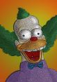 Krusty the Clown from The Simpsons, featuring his iconic green hair and big smile against a vibrant background.