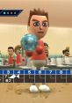 Mii character preparing to bowl in Wii Sports, showcasing intense gameplay and competitive atmosphere in bowling.