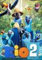 Colorful characters from "Rio 2," featuring Eduardo and his friends in a vibrant jungle setting, celebrating adventure and fun.