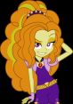Adagio Dazzle from My Little Pony: Equestria Girls with vibrant orange hair and a stylish purple outfit, posing confidently.