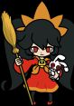 Ashley from WarioWare: Move It! holds a broom and a doll, showcasing her iconic witch-like appearance in vibrant colors.