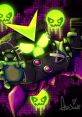 Brawl Stars Virus 8-Bit character in vibrant green and purple with spooky skulls, showcasing a playful yet menacing vibe.