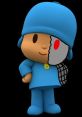Pocoyo with a playful expression, showcasing his iconic blue outfit and unique half-face design, loved by children everywhere.