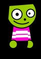 Colorful animated character with a green face and a pink striped shirt, featuring large expressive eyes, from PBS Kids.