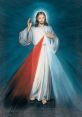 Jesus radiates divine mercy, with red and white rays symbolizing love and compassion. Emphasizing hope and faith.