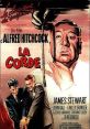 Classic poster for Alfred Hitchcock's film "La Corde," featuring suspenseful themes and iconic characters.