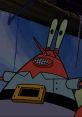Robot Krabs with a menacing expression, showcasing unique features and a vibrant, cartoonish design in a lively setting.