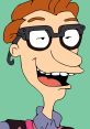 Drew Pickles, a cheerful animated character with glasses, sporting bright hair and a playful expression against a green background.