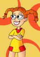 Eliza Thornberry, animated character with orange hair and glasses, confidently poses in her signature yellow outfit against a vivid background.