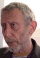 Close-up of Michael Rosen, known for his calm demeanor, showcasing thoughtful expression and unique hairstyle.