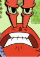 Angry expression of Mr. Krabs from SpongeBob, showcasing his rivalry and comedic personality in the show.