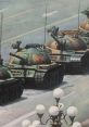 Military tanks lined on a street, symbolizing the historical context of the Tankman protest.