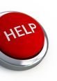Red help button with silver trim, symbolizing assistance and emergency support. Ideal for urgent situations.